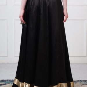 Sukriti Ek Parampara Black Solid Satin A-Line Flared Maxi Skirt